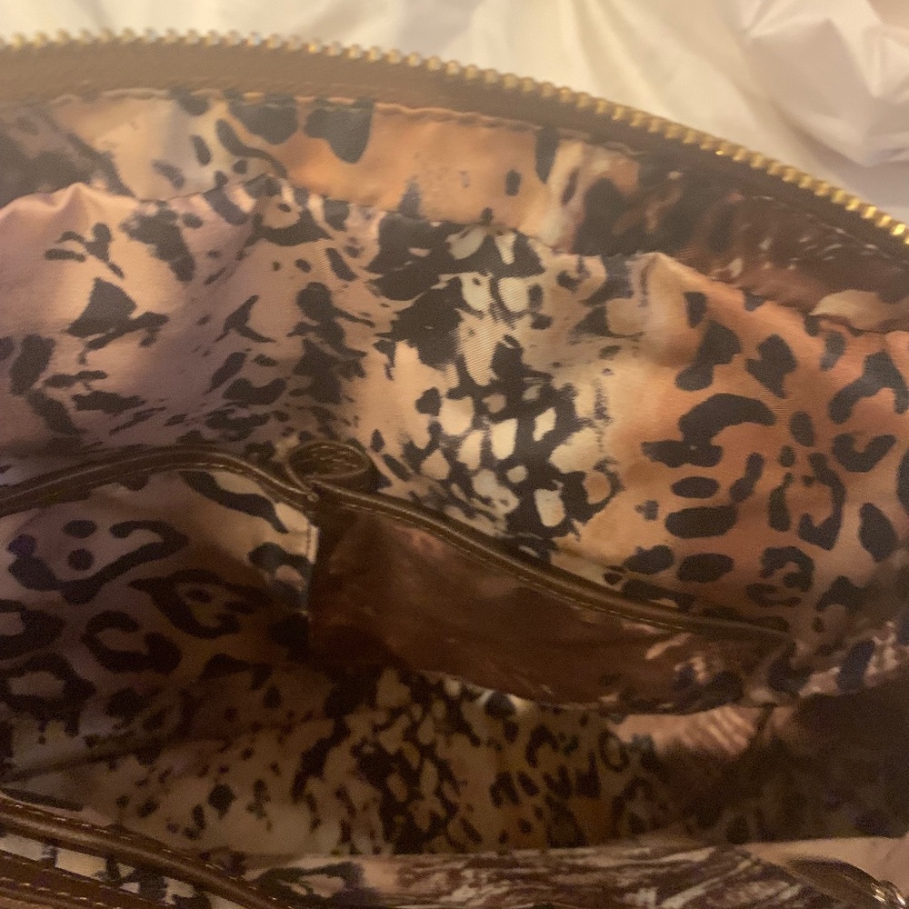 Sharif Camel Leather/Patent/Suede Satchel Handbag - Picture 8 of 9